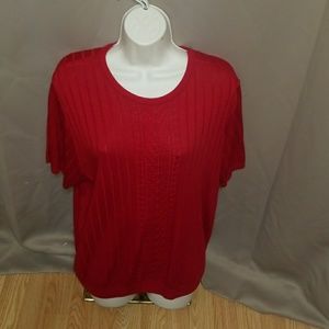 Alfred Dinner Red Short Sleeve Acrylic Sweater 2x